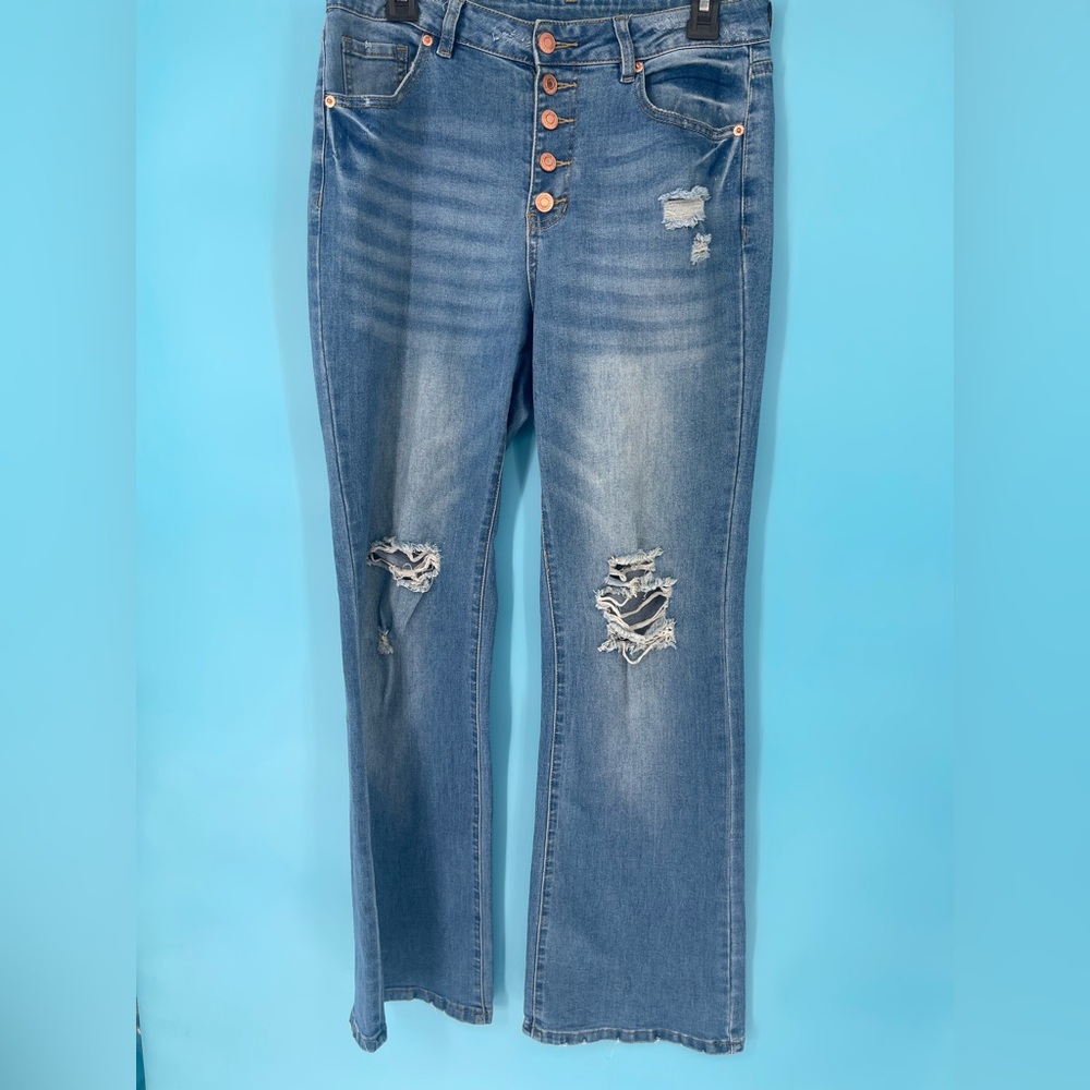 Classic Blue Distressed Women's Flare Jeans Sz‎ M